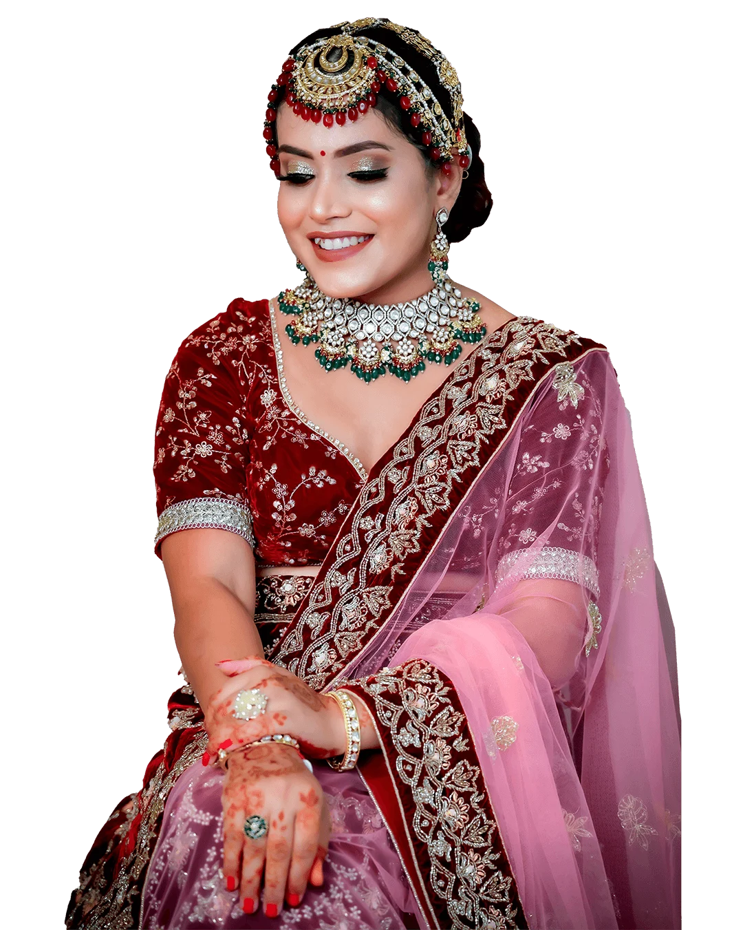 Model wearing statement jewelry