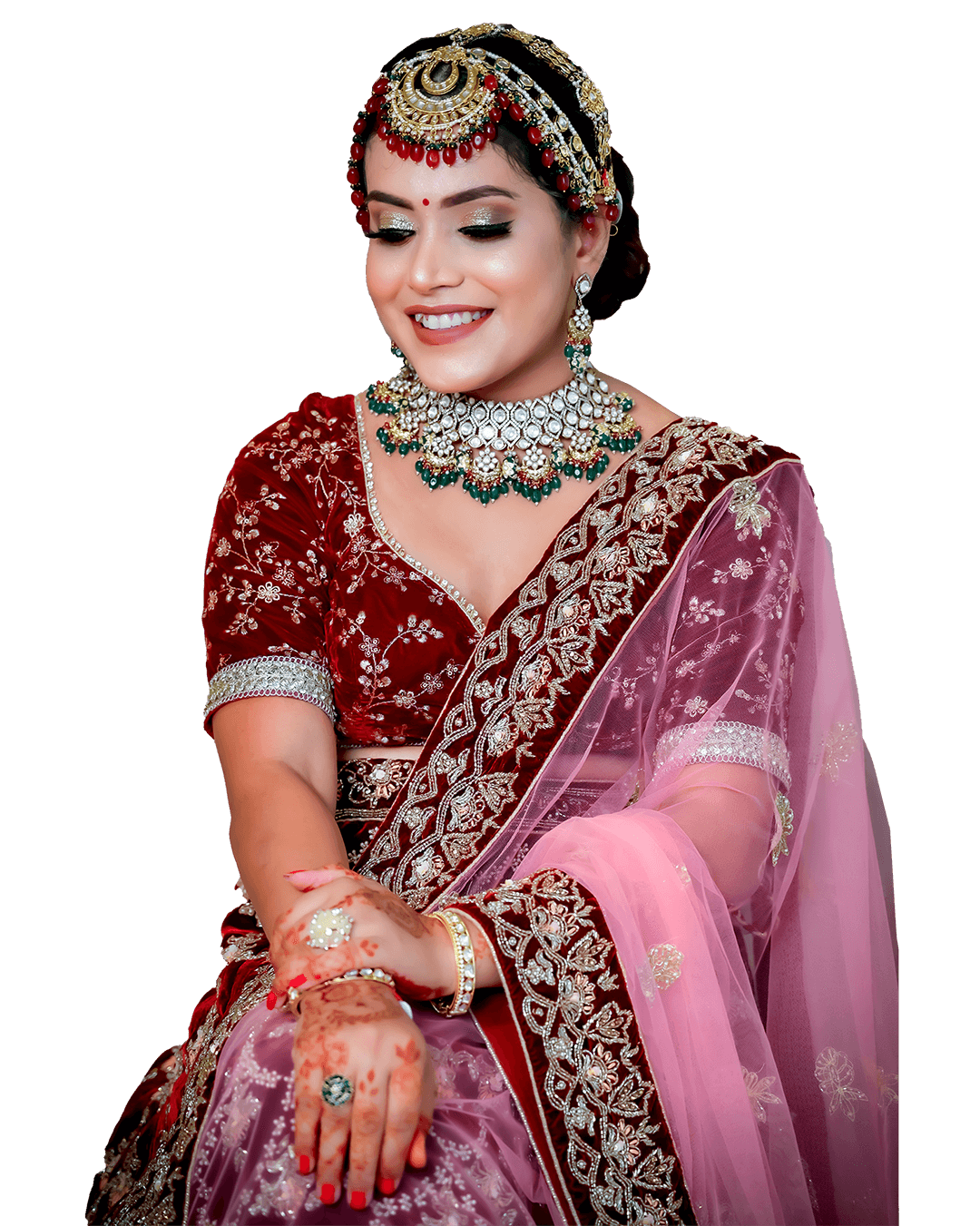 Model wearing statement jewelry