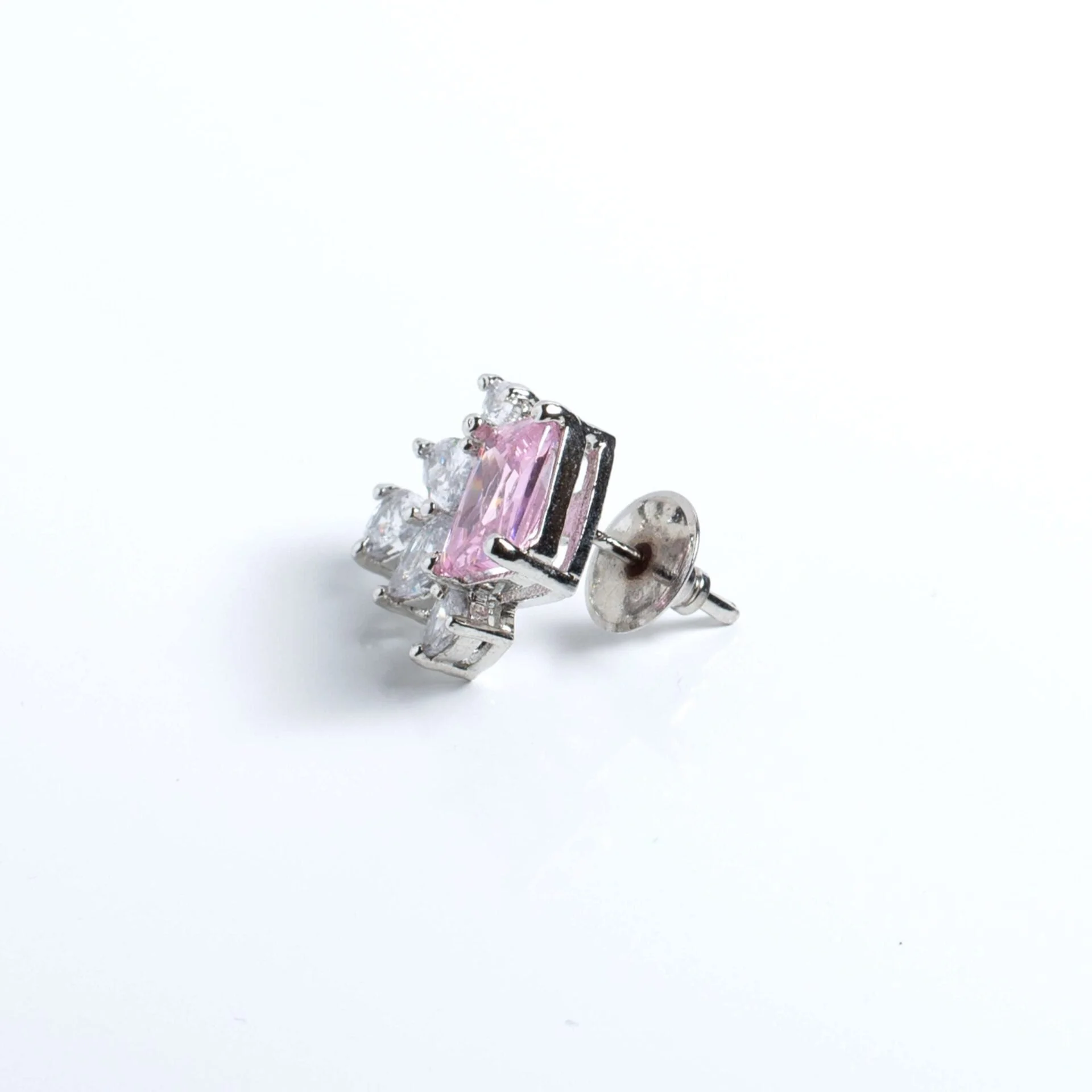 Azure Square and Pear Cluster Platinum-Plated Stud Earrings - Image 5