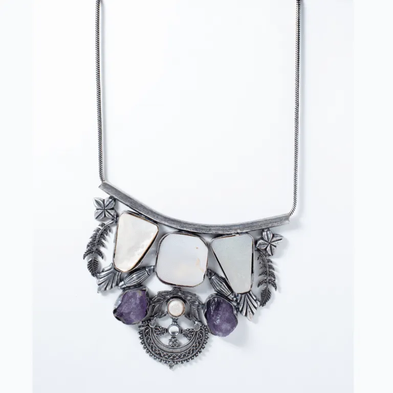 Bohemian Purple Stone Filigree Necklace