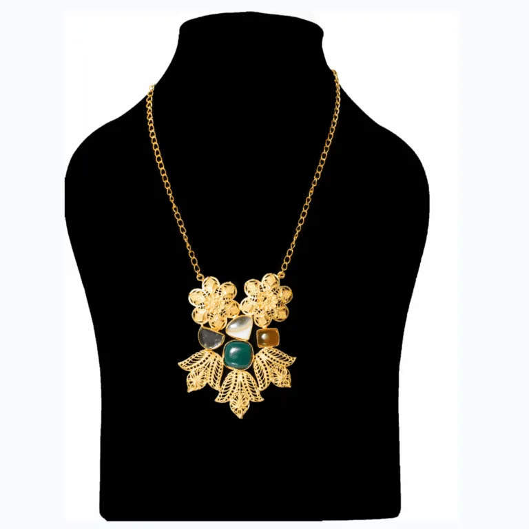 Floral Filigree Multi-Stone Necklace