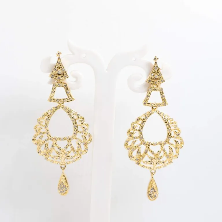 Gold-Tone Filigree Teardrop Earrings
