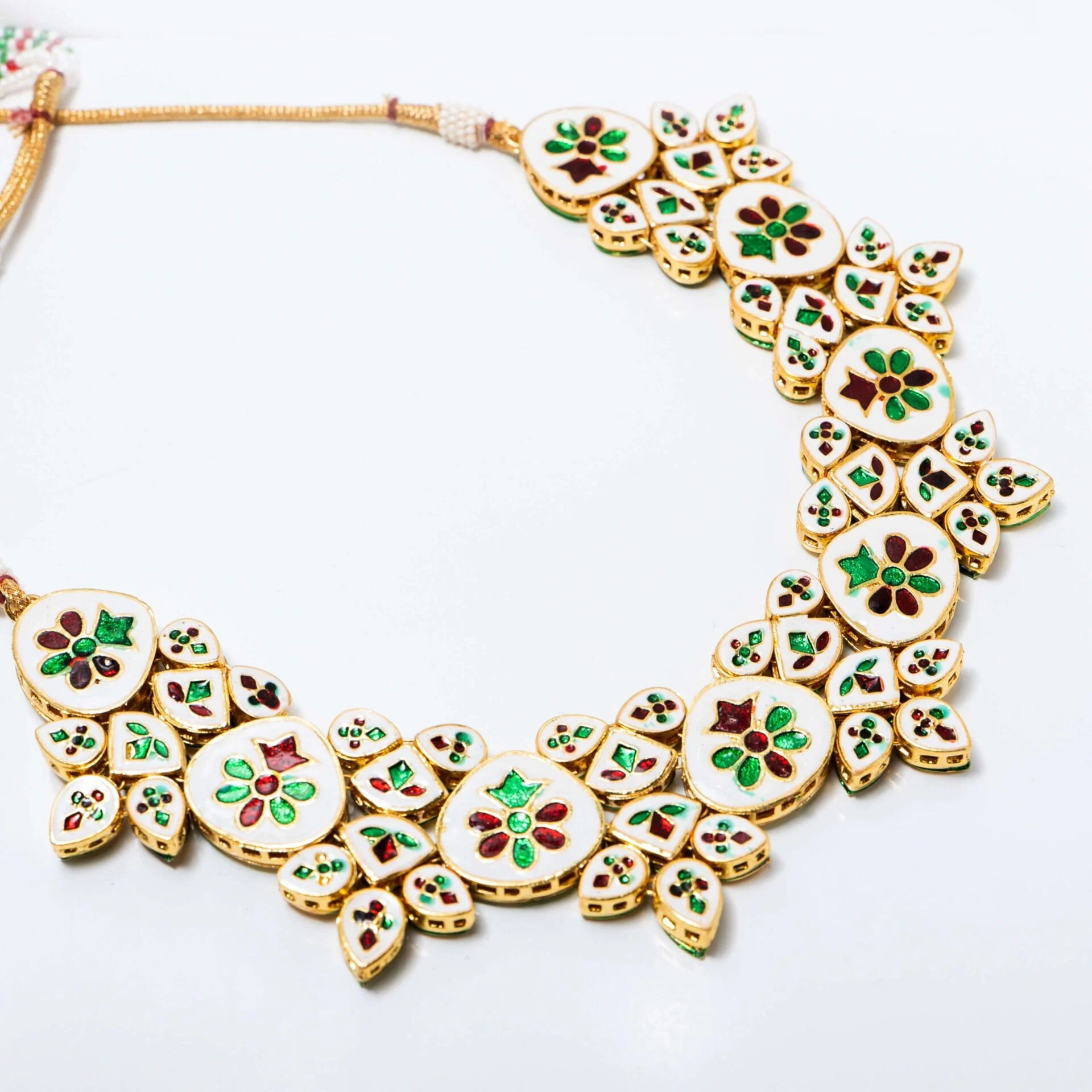 Floral Enamel Kundan-Style Necklace