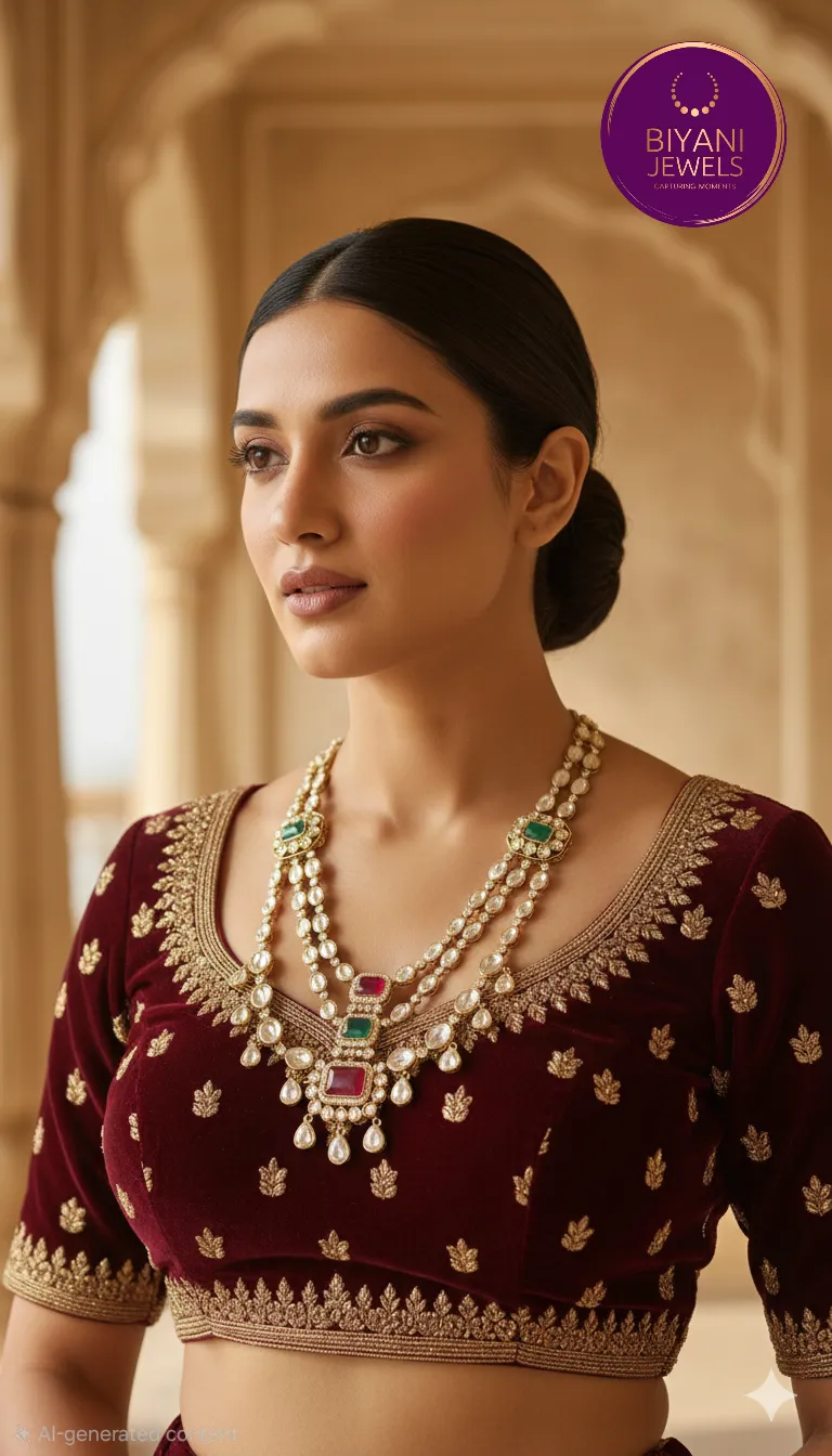 Polki Ruby-Emerald Necklace Set - Image 4