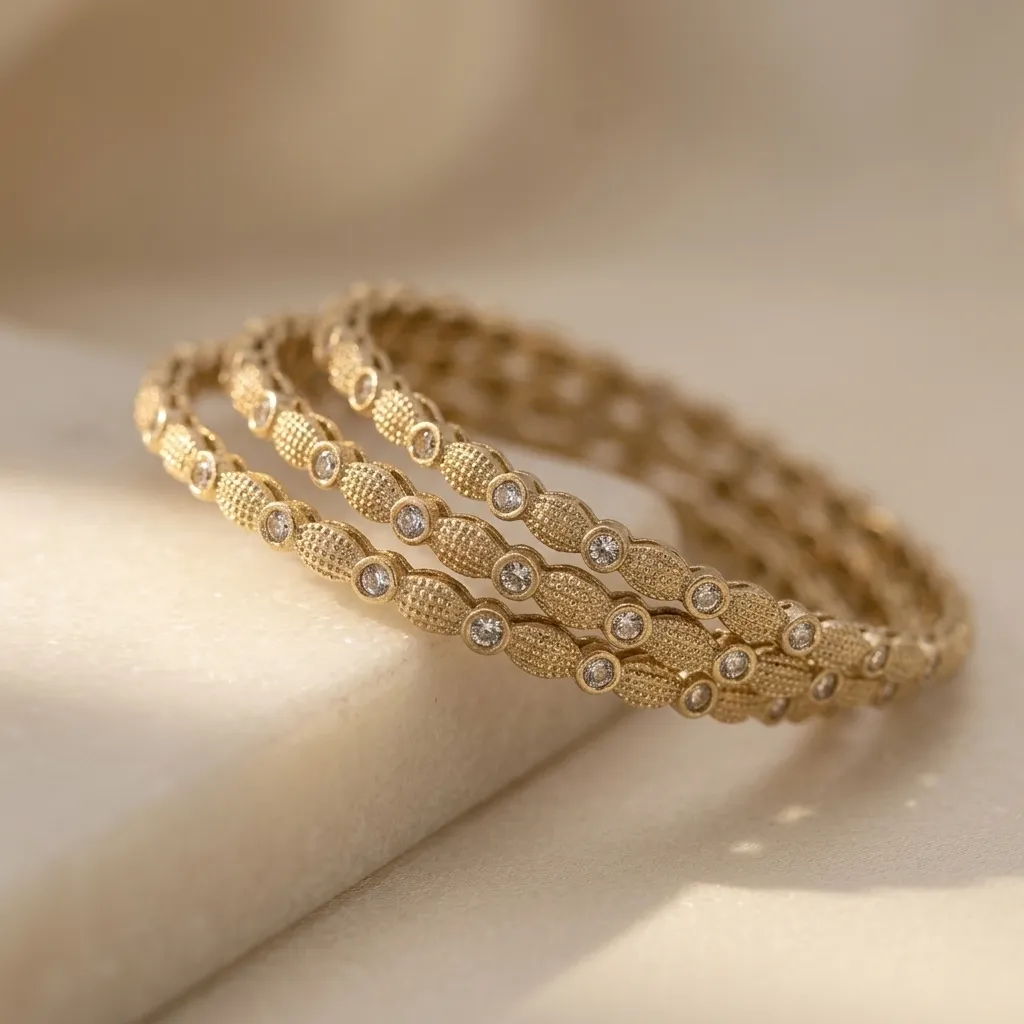 Sleek Gold-Tone Mehendi Bangles - Image 3