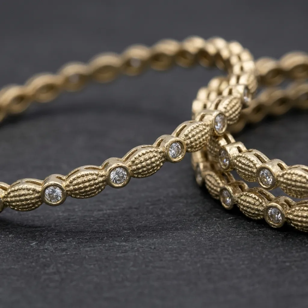 Sleek Gold-Tone Mehendi Bangles - Image 2