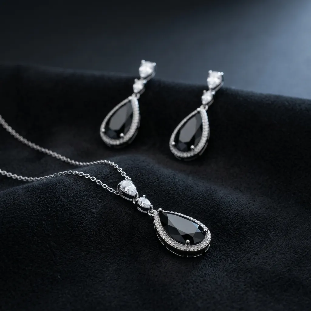 Blue Teardrop Pendant Necklace Set - Image 7