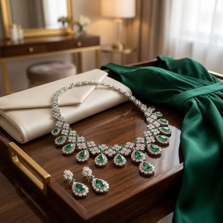 Emerald Kundan Statement Necklace Set