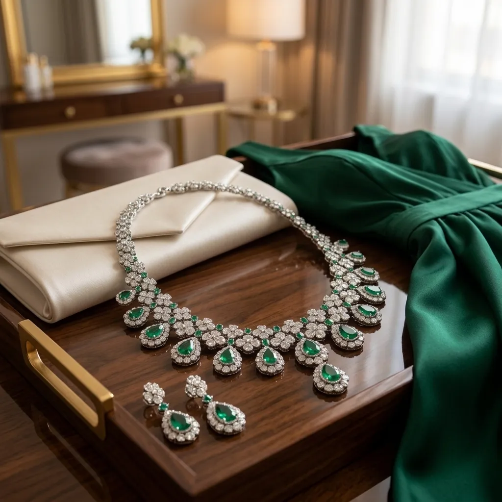 Emerald Kundan Statement Necklace Set