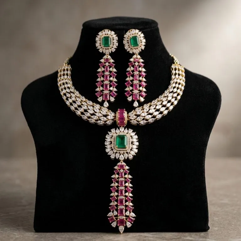 Emerald & Ruby Choker Necklace Set